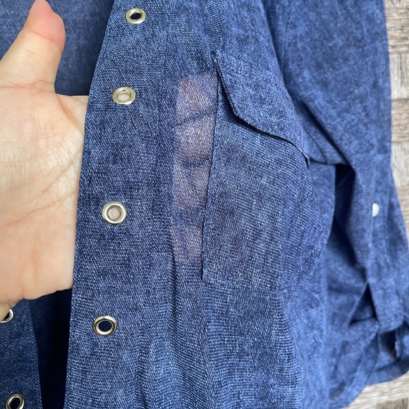 Siren Lily Blue Sheer Roll-Tab Tunic Cover-Up (M) - Picture 5 of 8